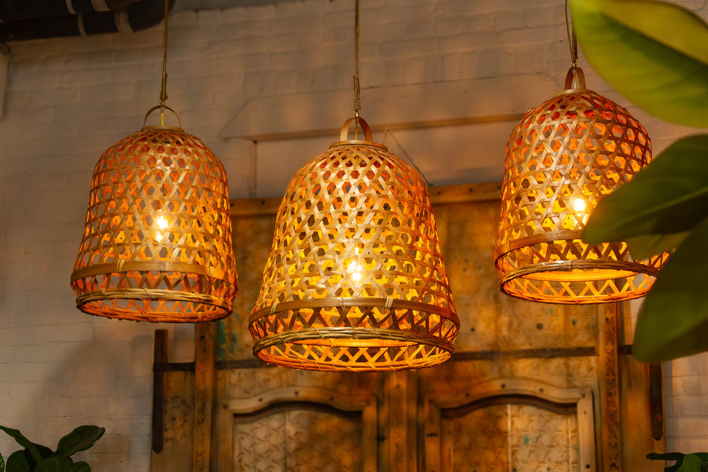 Lombok Handwoven Bamboo Bell Pendant