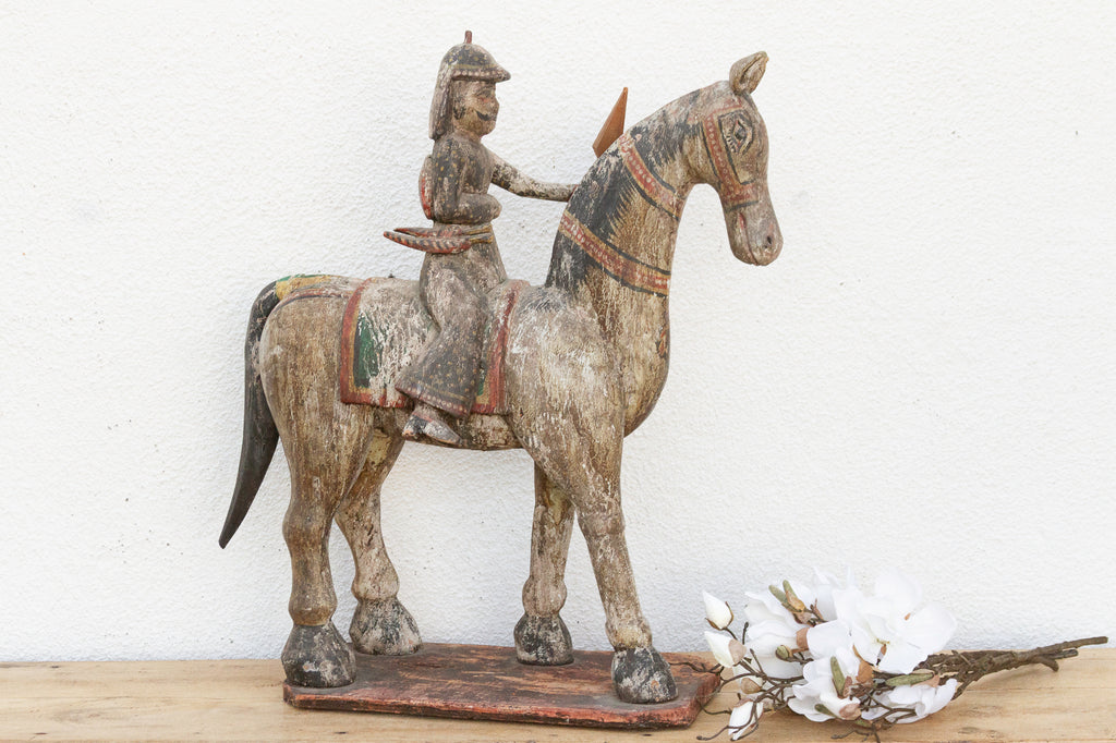 Royal Rajasthan, Antique Indian Painted Horse & Rider