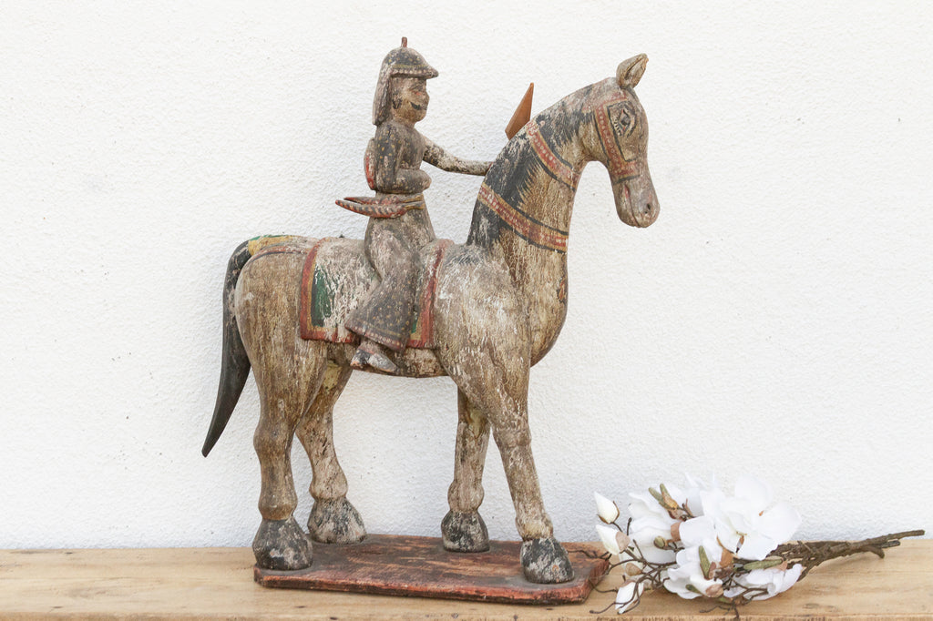Royal Rajasthan, Antique Indian Painted Horse & Rider
