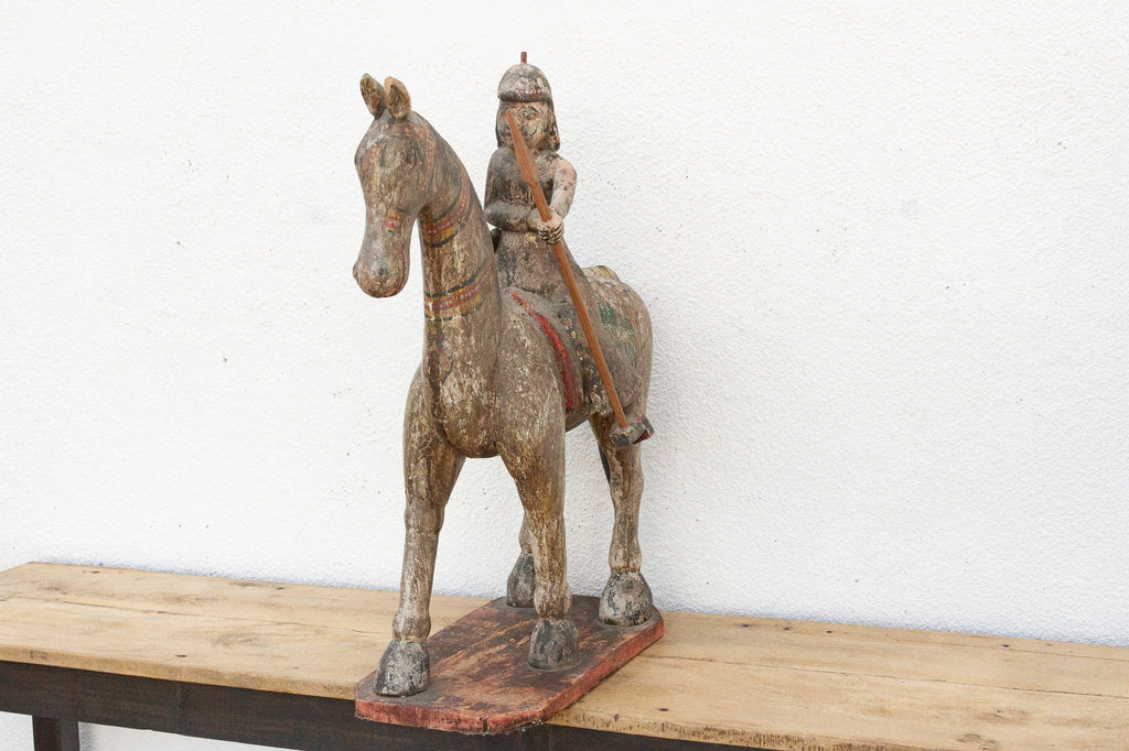 Royal Rajasthan, Antique Indian Painted Horse & Rider