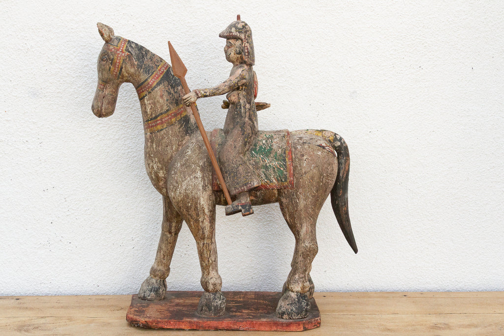 Royal Rajasthan, Antique Indian Painted Horse & Rider