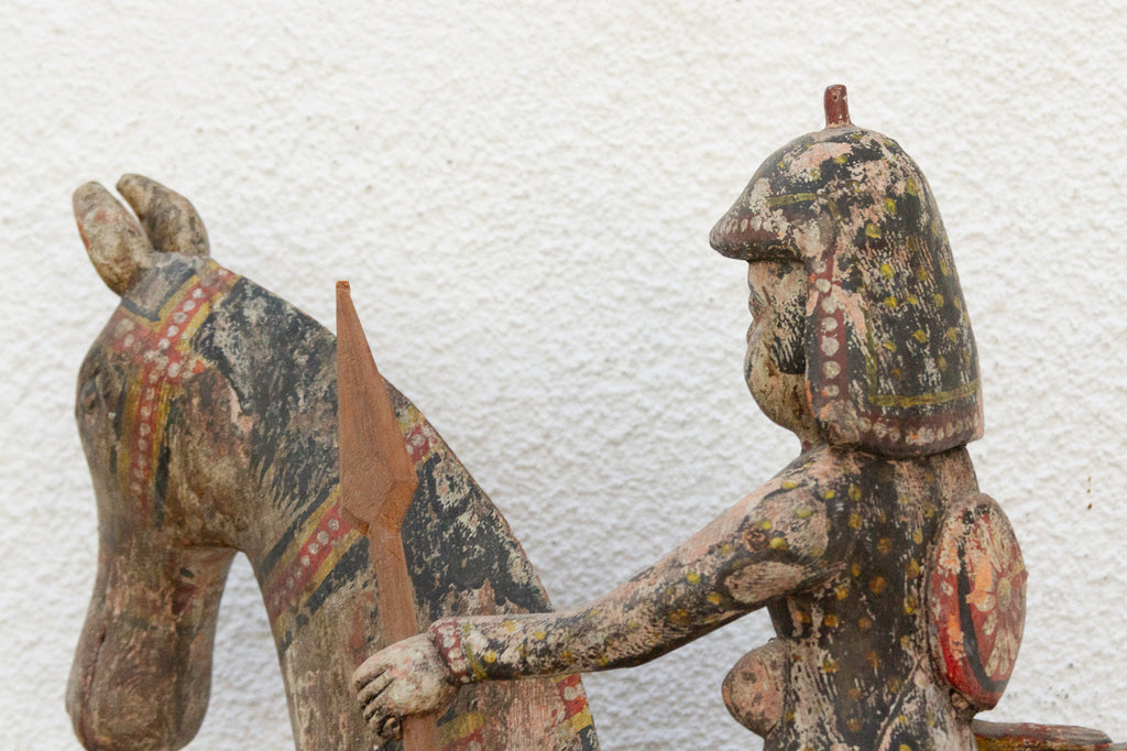 Royal Rajasthan, Antique Indian Painted Horse & Rider