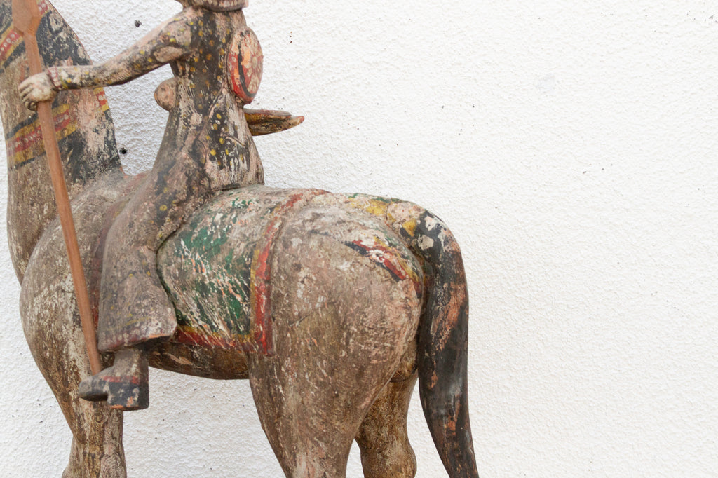 Royal Rajasthan, Antique Indian Painted Horse & Rider