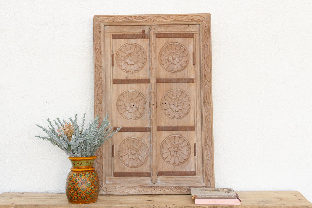 From an Ancient Indian Courtyard, Carved Window Mirror