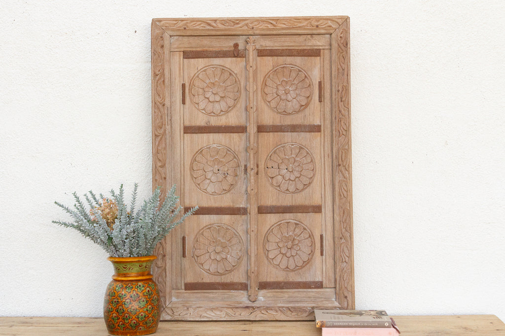 From an Ancient Indian Courtyard, Carved Window Mirror