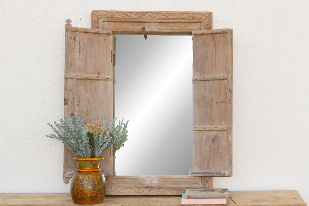 From an Ancient Indian Courtyard, Carved Window Mirror