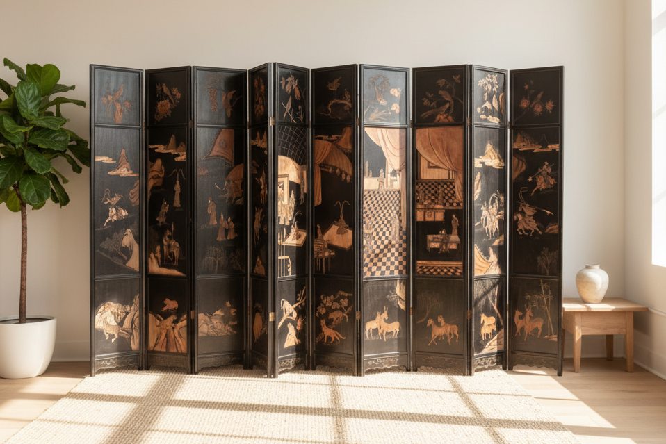 Monumental Black & Gold 10-Panel Coromandel Screen (Trade)