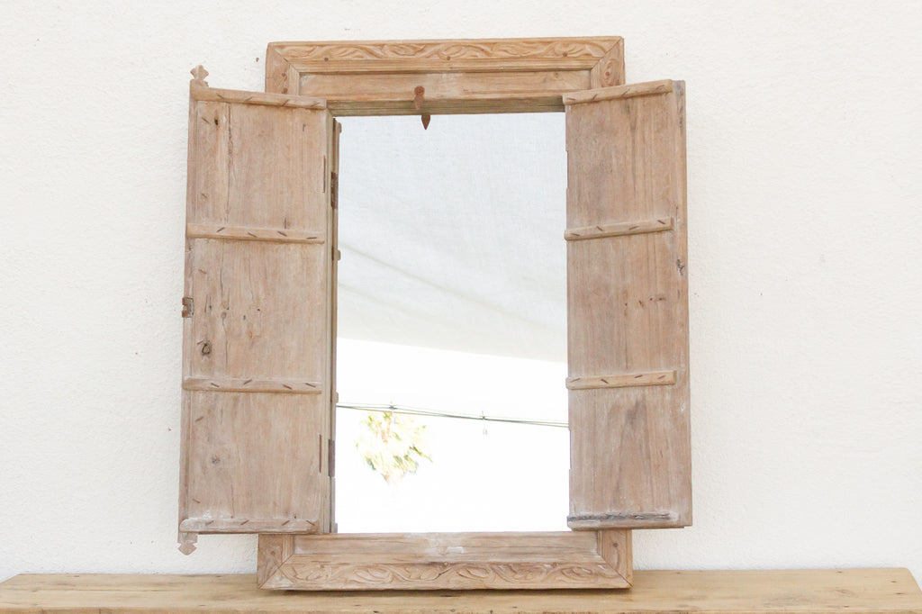 From an Ancient Indian Courtyard, Carved Window Mirror