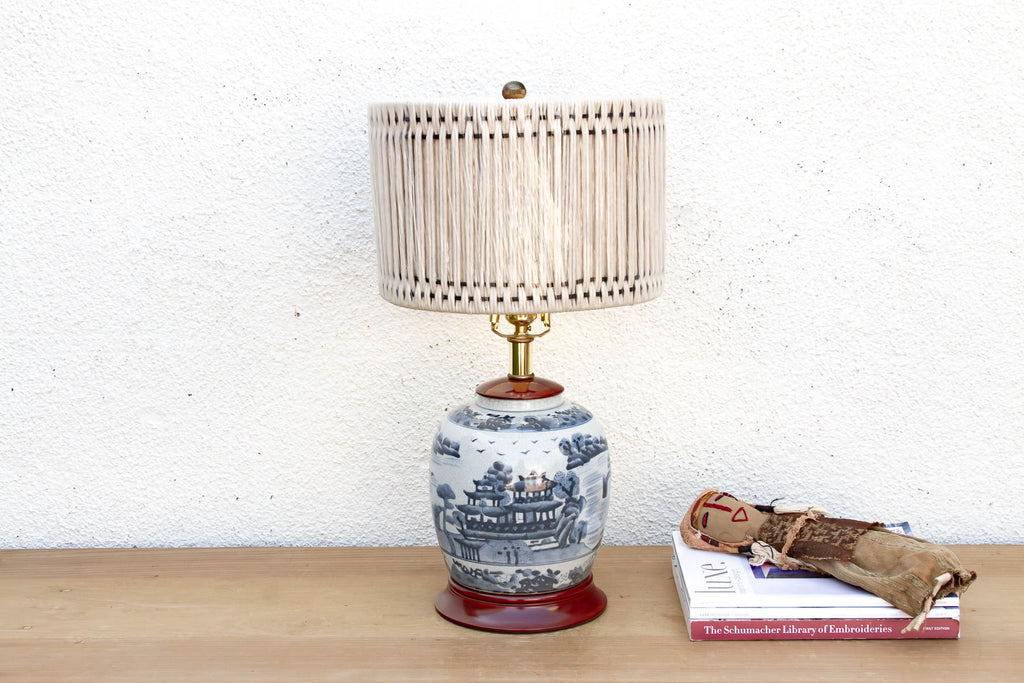 Vintage Willow Pavillion Porcelain Lamp (Trade)