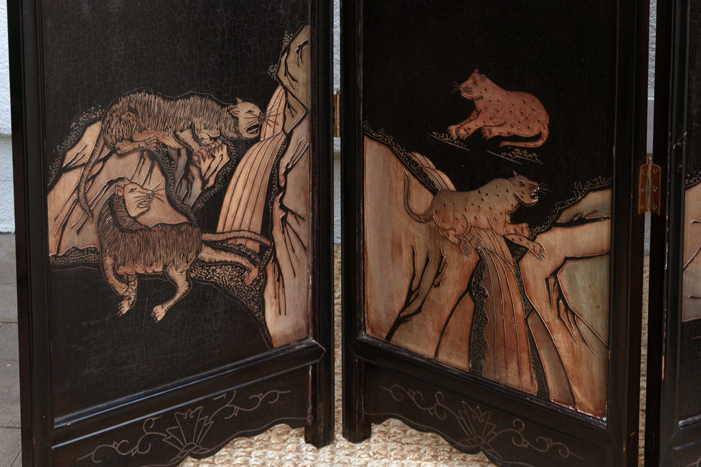 Monumental Black & Gold 10-Panel Coromandel Screen