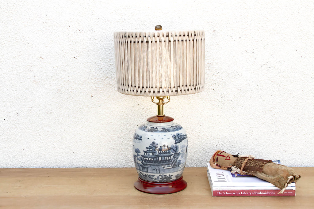 Vintage Willow Pavillion Porcelain Lamp (Trade)