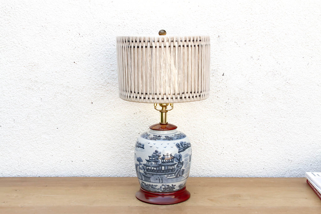 Vintage Willow Pavillion Porcelain Lamp (Trade)
