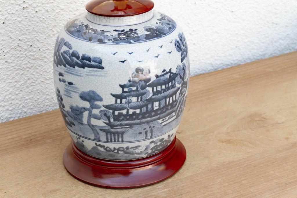Vintage Willow Pavillion Porcelain Lamp (Trade)