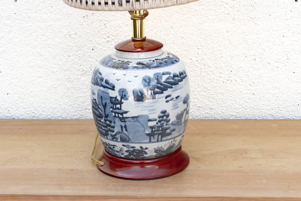 Vintage Willow Pavillion Porcelain Lamp (Trade)