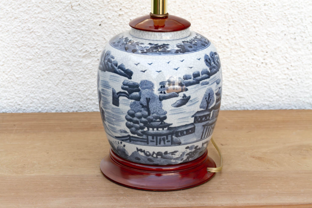Vintage Willow Pavillion Porcelain Lamp (Trade)