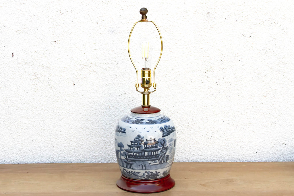 Vintage Willow Pavillion Porcelain Lamp (Trade)
