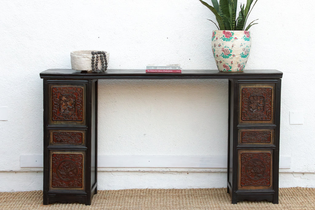 6' Long Ming Style Black Lacquer Altar Table