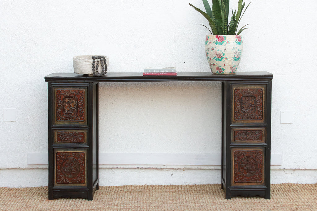 6' Long Ming Style Black Lacquer Altar Table