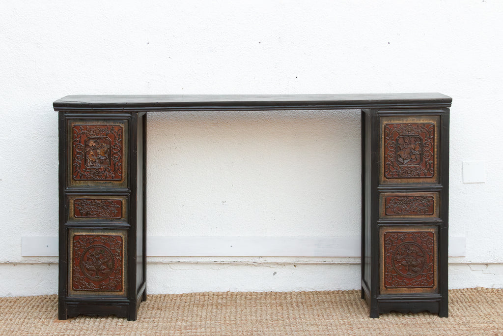 6' Long Ming Style Black Lacquer Altar Table