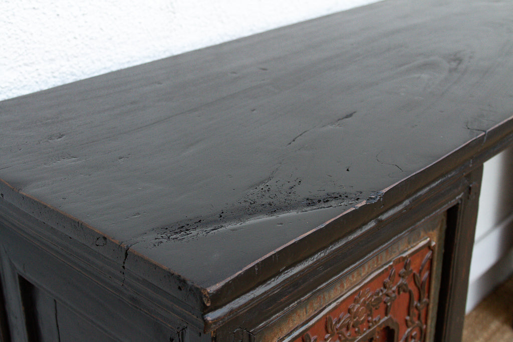 6' Long Ming Style Black Lacquer Altar Table