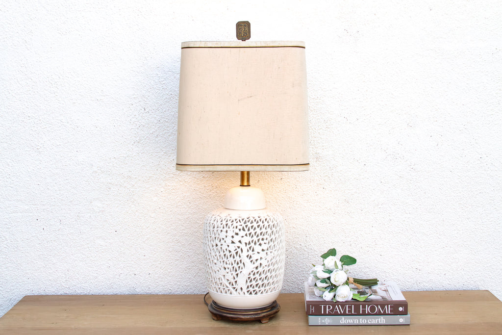 Imperial Garden Reticulated Porcelain Lamp
