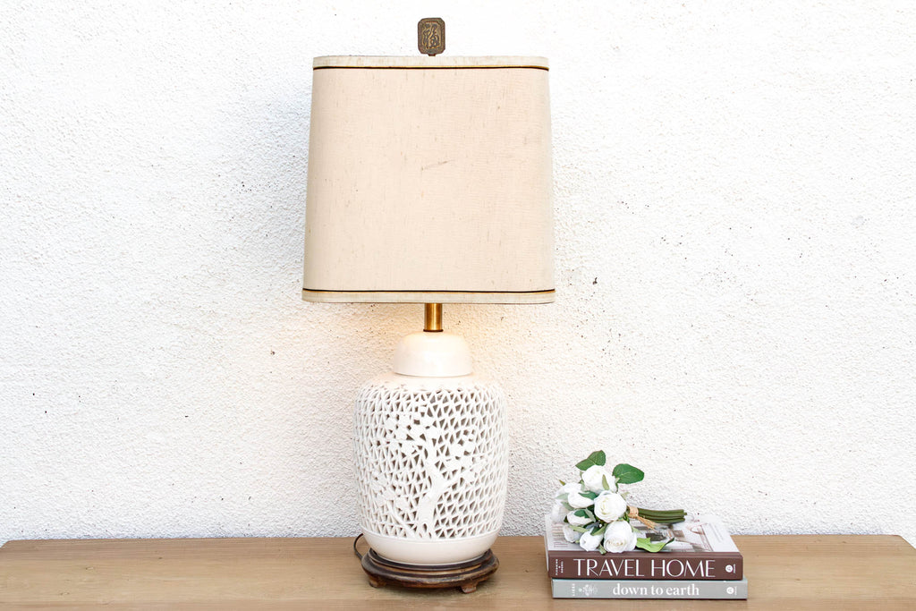 Imperial Garden Reticulated Porcelain Lamp