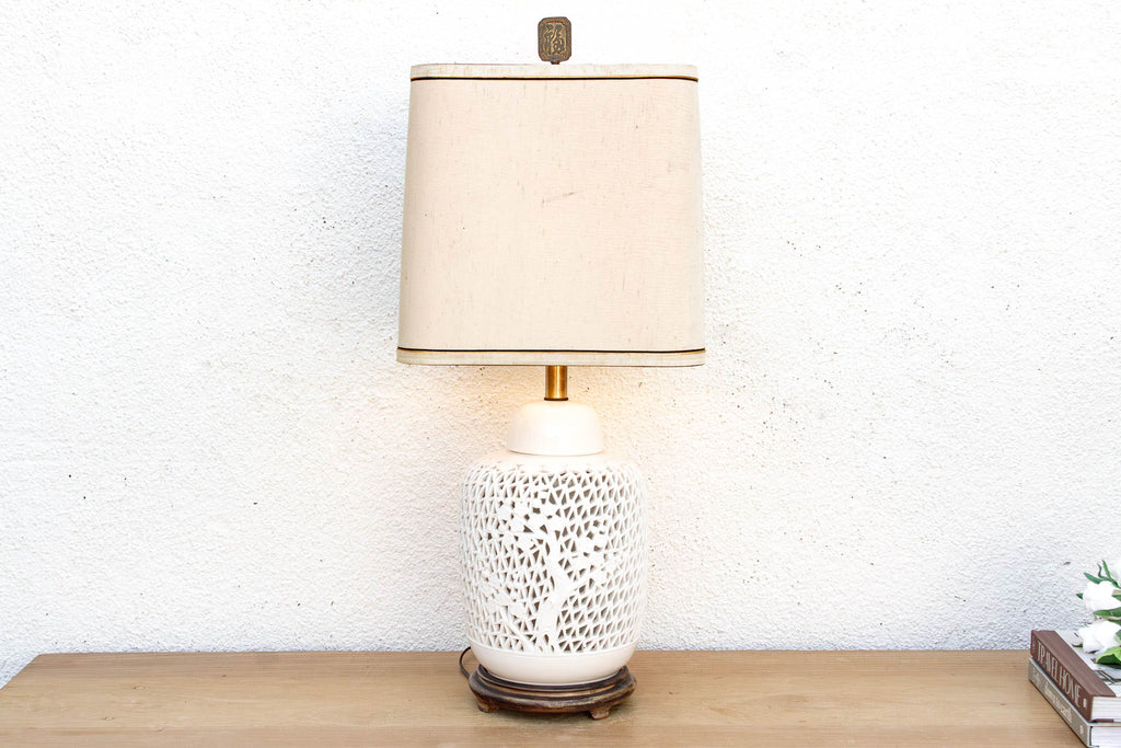 Imperial Garden Reticulated Porcelain Lamp