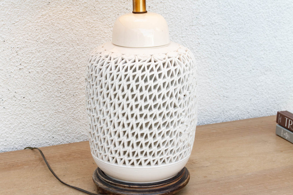 Imperial Garden Reticulated Porcelain Lamp