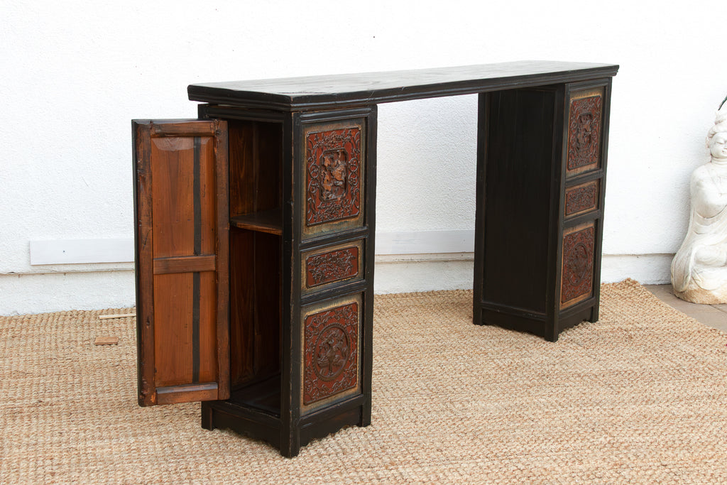 6' Long Ming Style Black Lacquer Altar Table