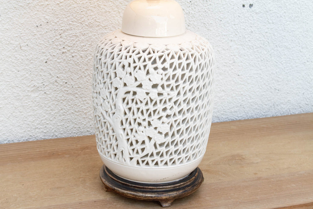Imperial Garden Reticulated Porcelain Lamp