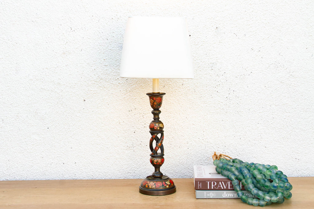 Antique Srinagar Floral Barley Twist Lamp (Trade)