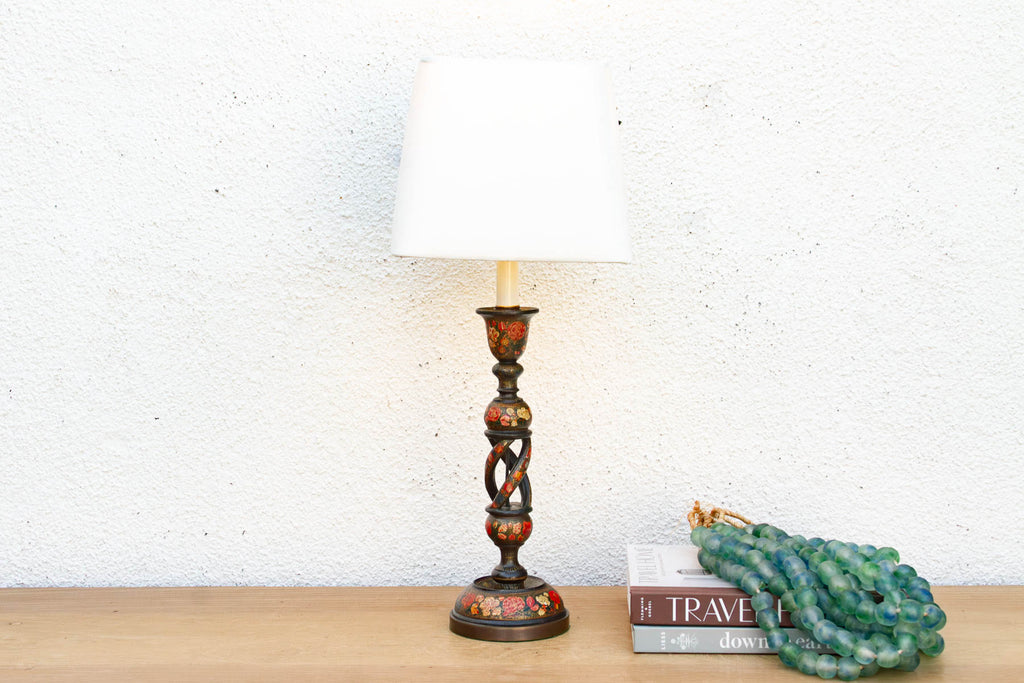 Antique Srinagar Floral Barley Twist Lamp (Trade)