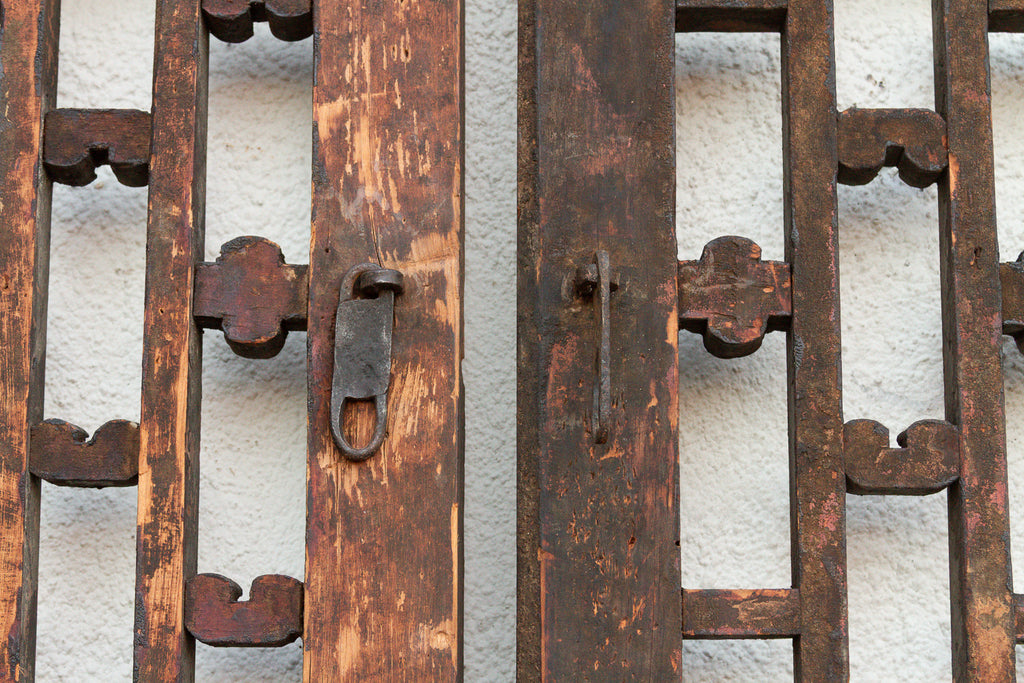 Pair of Qing Dynasty Geometric Lattice Window