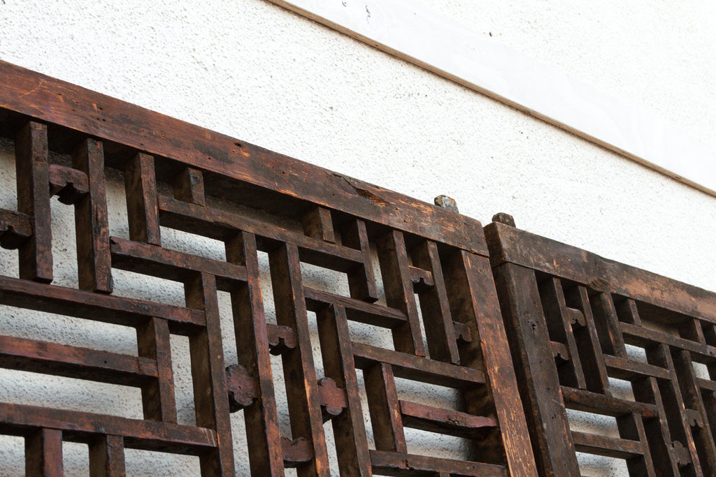 Pair of Qing Dynasty Geometric Lattice Window