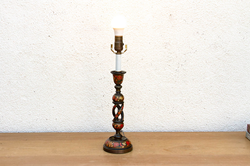 Antique Srinagar Floral Barley Twist Lamp (Trade)
