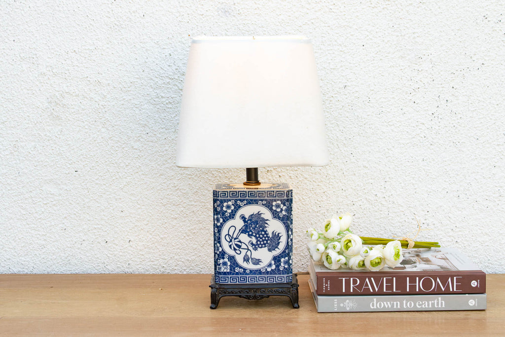 Antique Celestial Kirin Blue & White Petite Lamp (Trade)