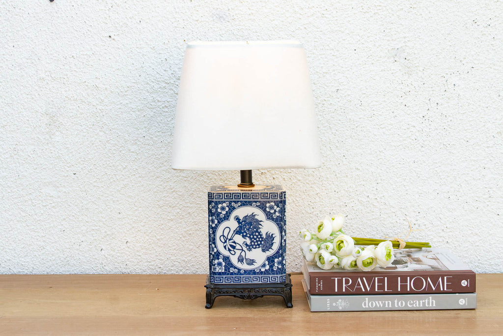 Antique Celestial Kirin Blue & White Petite Lamp (Trade)