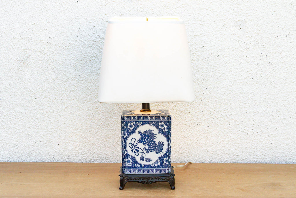 Antique Celestial Kirin Blue & White Petite Lamp (Trade)