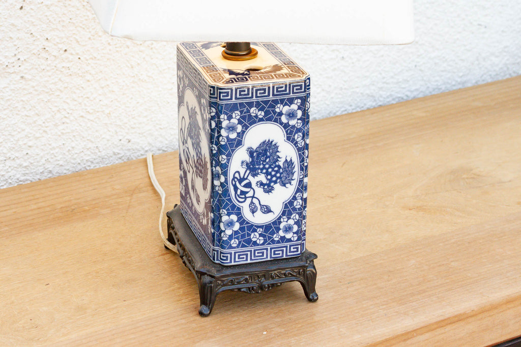 Antique Celestial Kirin Blue & White Petite Lamp (Trade)