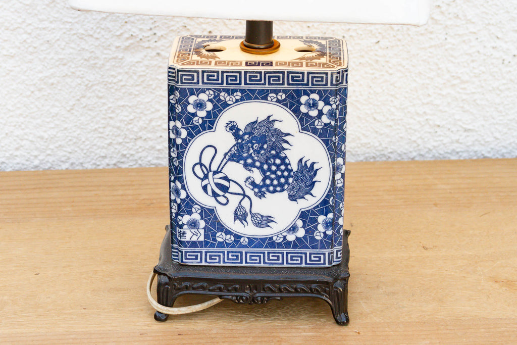 Antique Celestial Kirin Blue & White Petite Lamp (Trade)