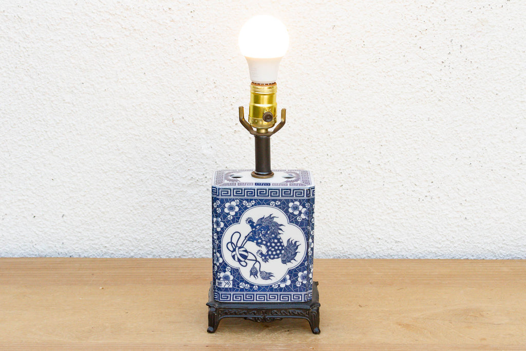 Antique Celestial Kirin Blue & White Petite Lamp (Trade)