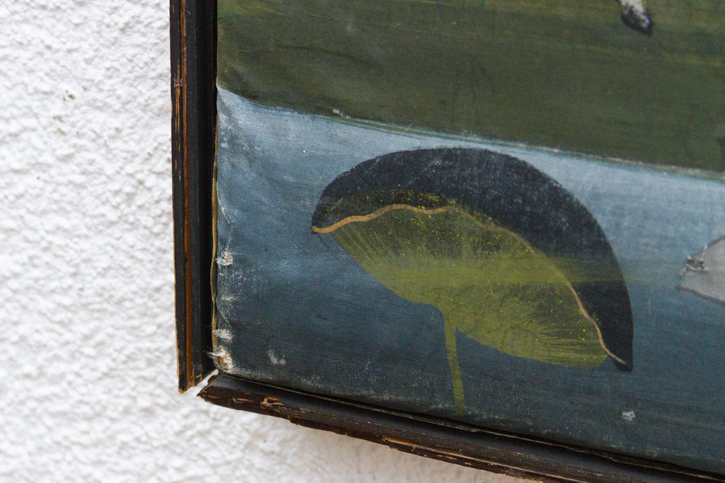 Large Vintage Krishna & Gopis Indian Devotional Painting