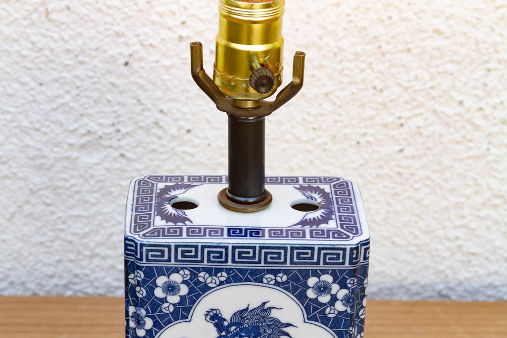 Antique Celestial Kirin Blue & White Petite Lamp (Trade)