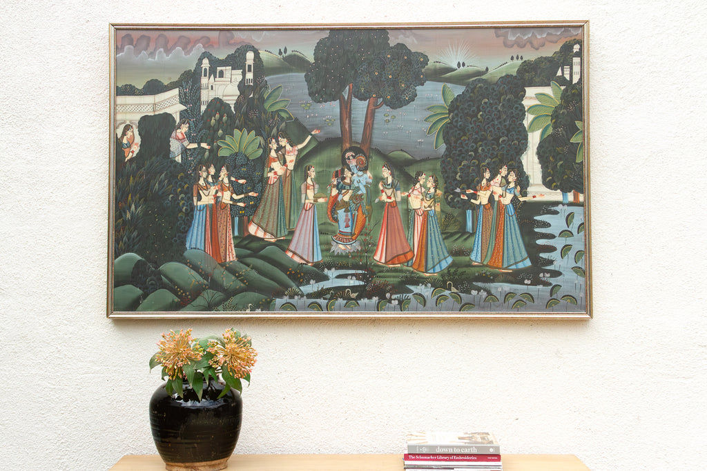 Panoramic Krishna's Rasa Lila Folk Painting