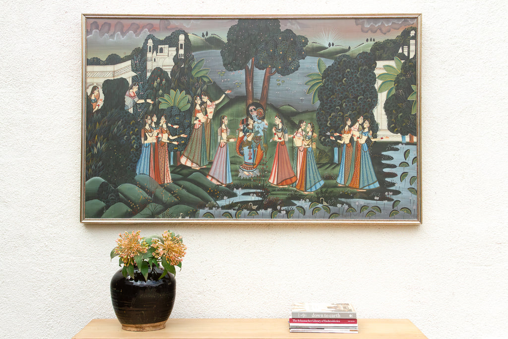Panoramic Krishna's Rasa Lila Folk Painting