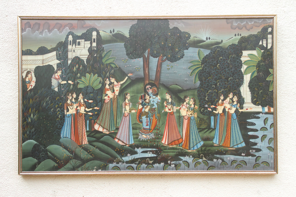Panoramic Krishna's Rasa Lila Folk Painting