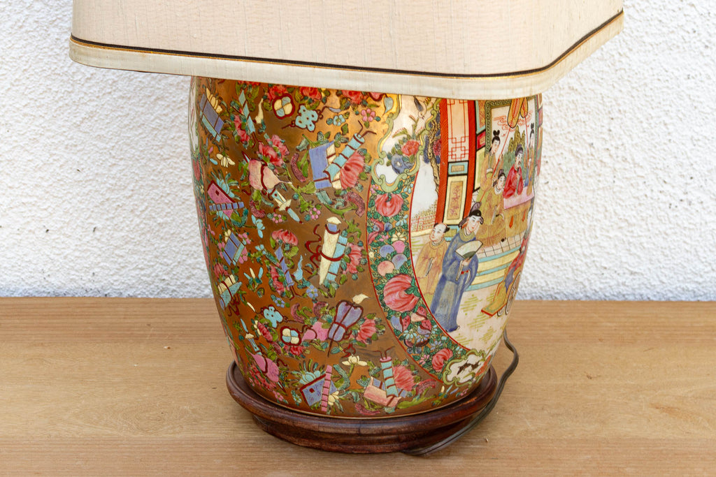 Large Pavillion Court Famille Rose Lamp