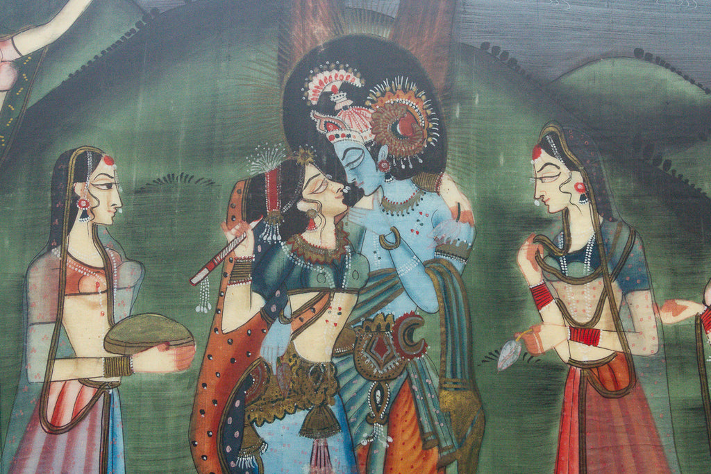 Panoramic Krishna's Rasa Lila Folk Painting