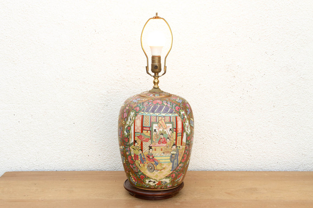 Large Pavillion Court Famille Rose Lamp