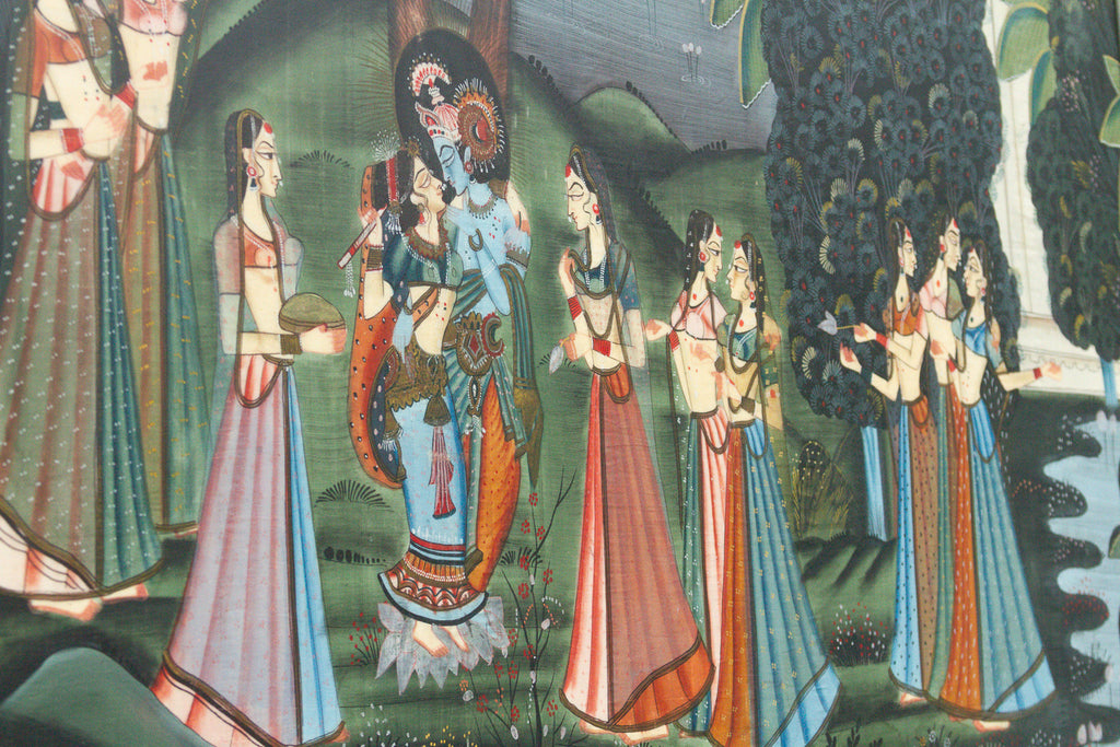 Panoramic Krishna's Rasa Lila Folk Painting